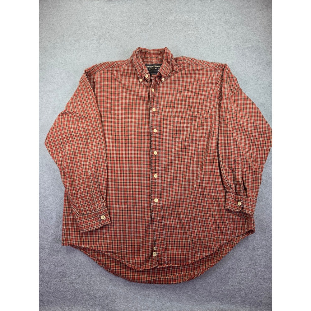 Abercrombie & Fitch Mens Plaid Button Down Shirt Size M Red Gorpcore Heritage